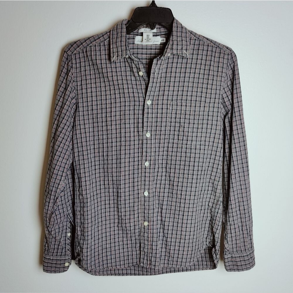 H&M L.O.G.G. Men's Plaid Flannel Long Sleeve Button Down Shirt, Size M